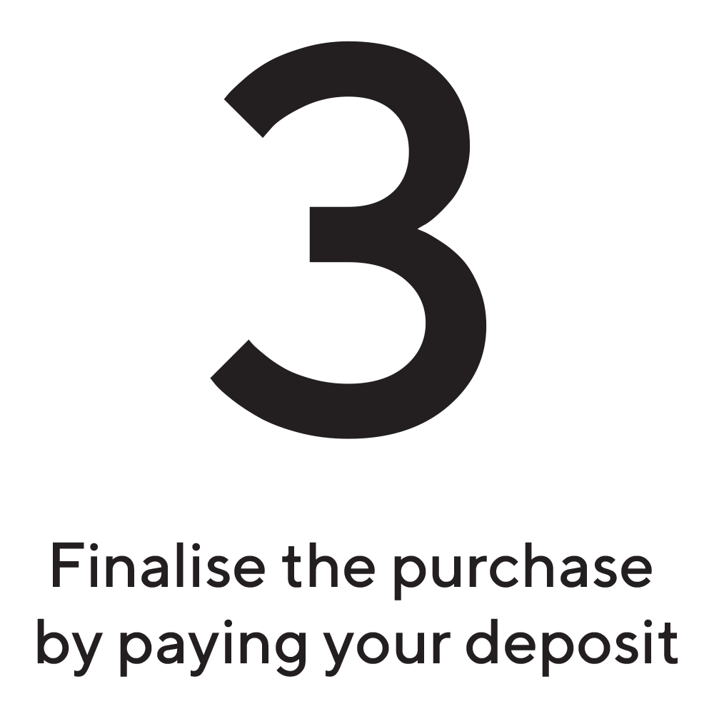 Finalise the purchase by paying a deposit