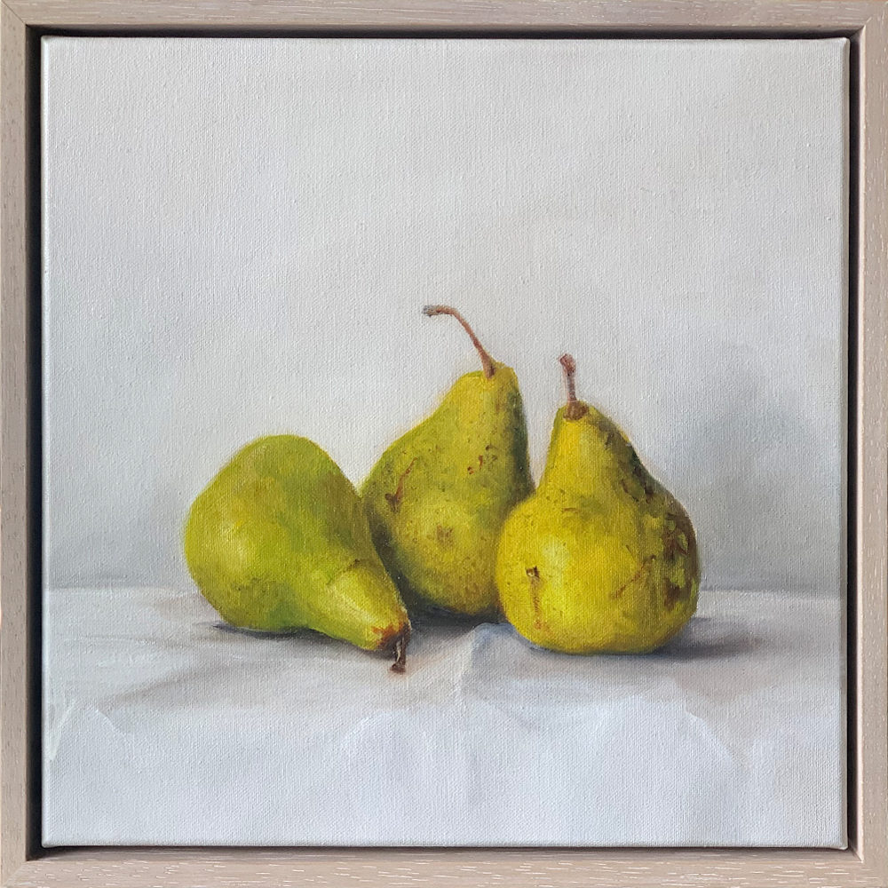 Three Garden Pears Oil on canvas stilllife Dean Wallace