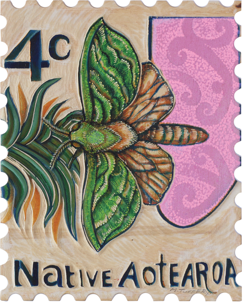 Native Aotearoa Puriri Moth Original Michel Tuffery