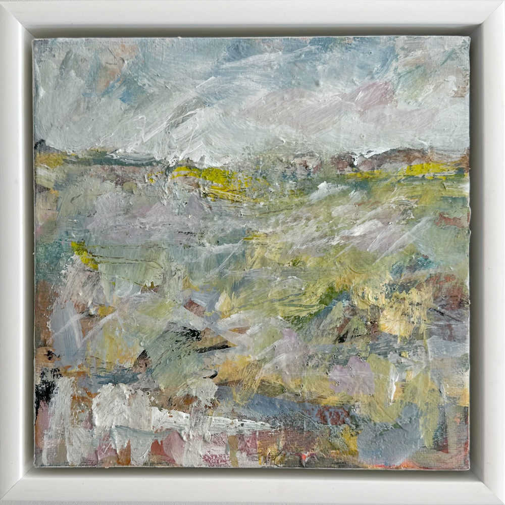 Love of the Land III, mixed media on canvas, framed in white, Jody Hope Gibbons