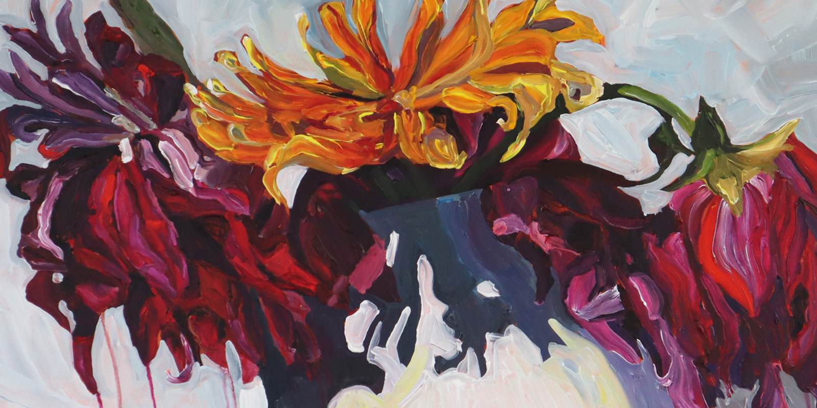 Dahlias in a Vase detail by Harriet Millar