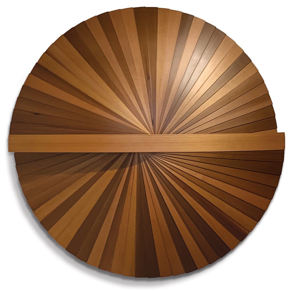 Unfolding sculpture Repurposed Cedar Blinds, Jamie Adamson