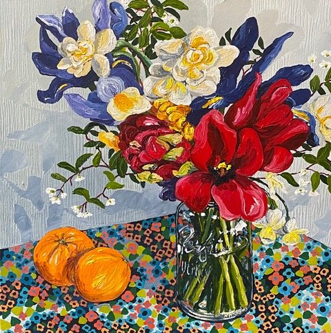 Tu;ips and Oranges Painting Narelle Huggins