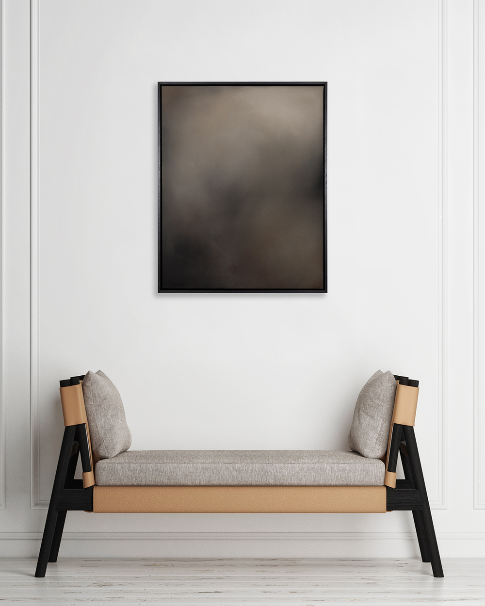 Michelle Wilkin | After Hours | Acrylic on raw natural canvas with matt varnish, framed in black stained Italian Fir | Shift into Neutral Exhibition | Painting | Turua Gallery