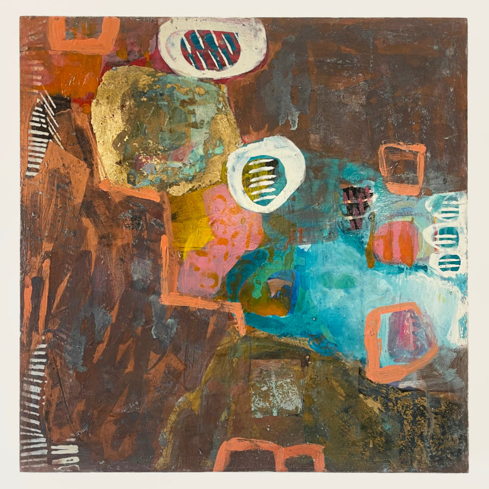 Aqua Abstraction 2, Jody Hope Gibbons, Mixed Media on Board Painting