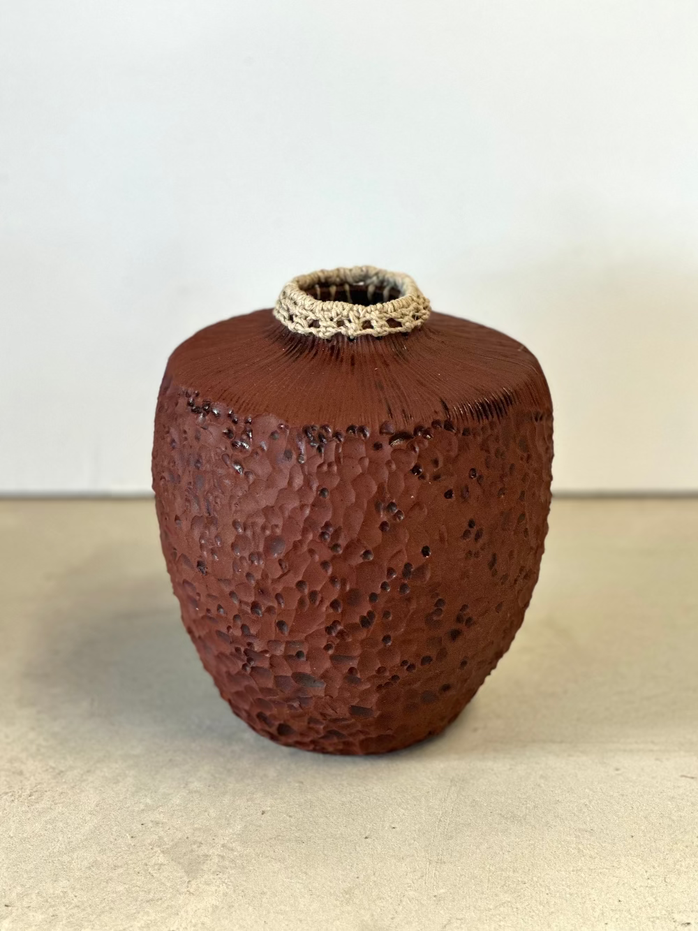 Earth Series II, Michelle Huizinga, Ceramic vessel with woven hemp