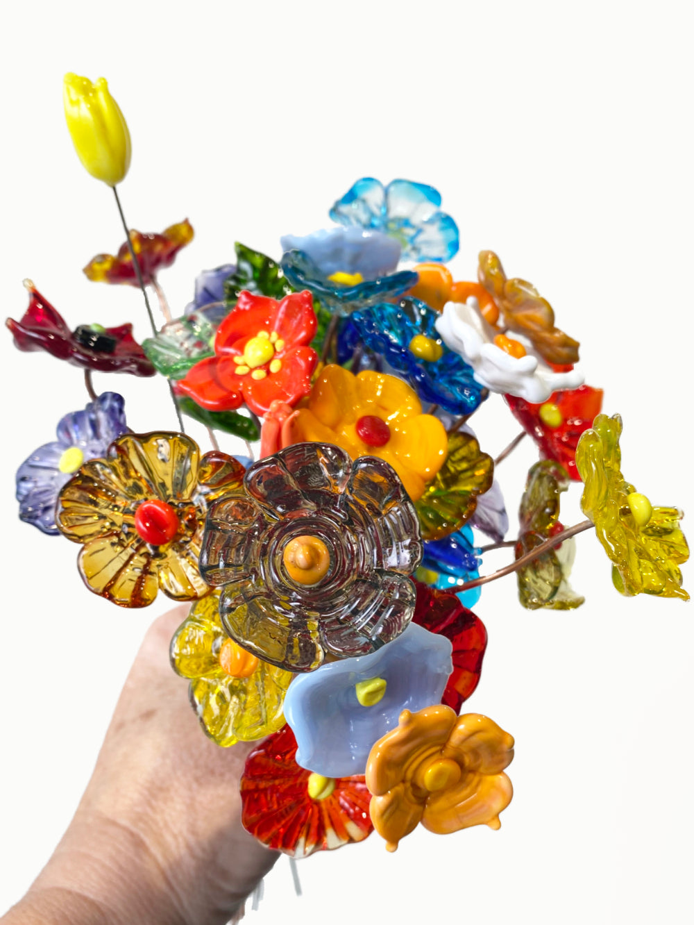 Frances Hanson, glass flower, hand holding 