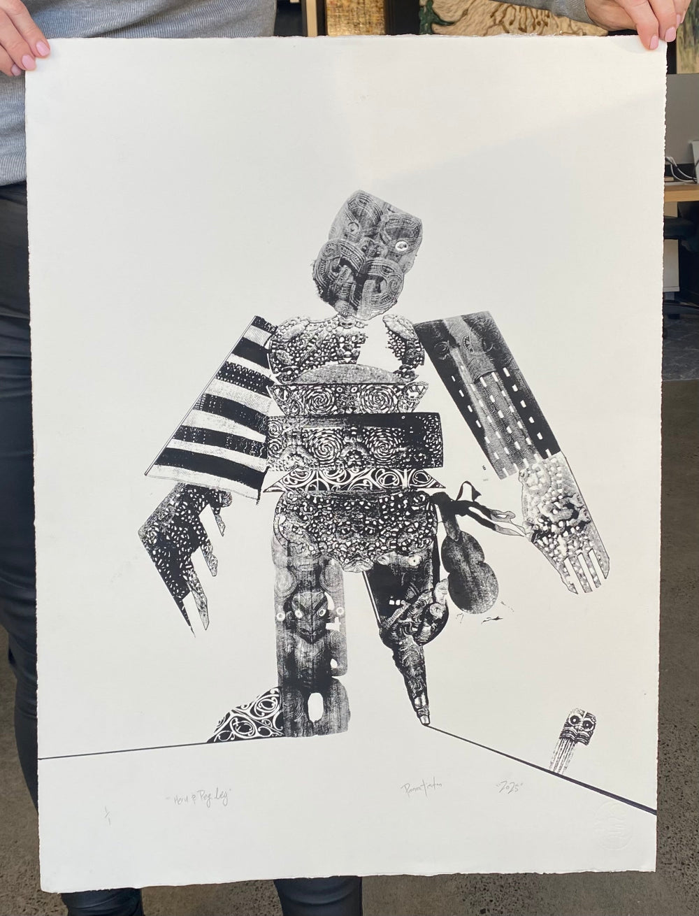 Heru & Peg Leg, Paora Tiatoa, Limited edition (1/1) multi-pass screen print