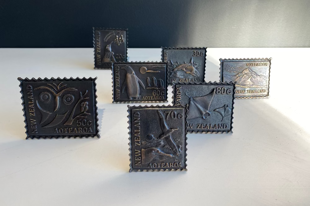 New Zealand Desk Stamps | Jay Lloyd | Hand Cast | Hand Finished Bronze | Turua Gallery