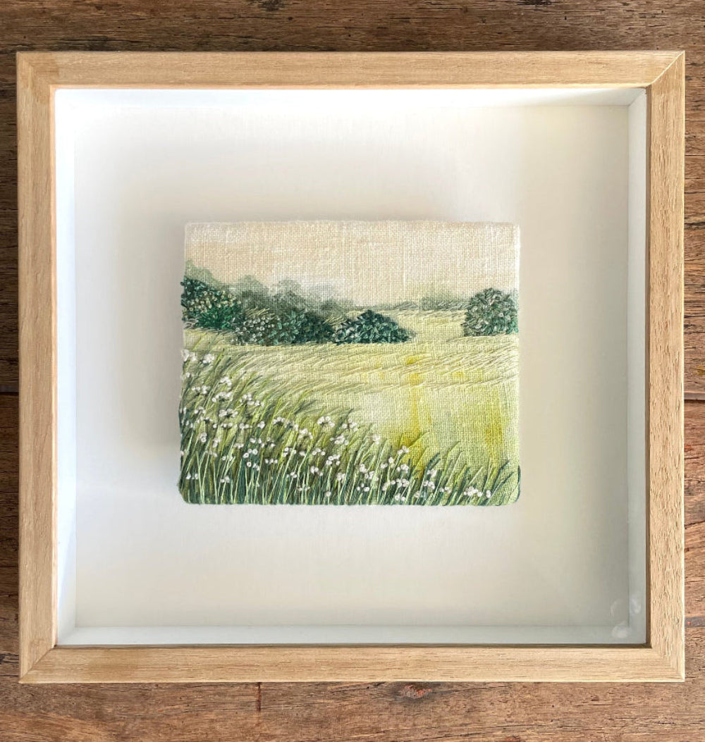 Sara Langdon | Turua Gallery | Summer Walk IV | Painting | Stitching | Original Art