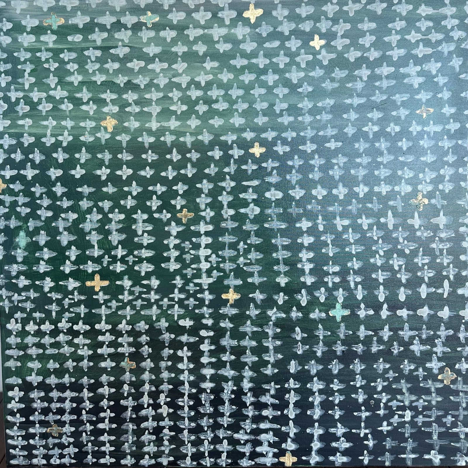 Green Grid Cross Painting Jody Hope Gibbon