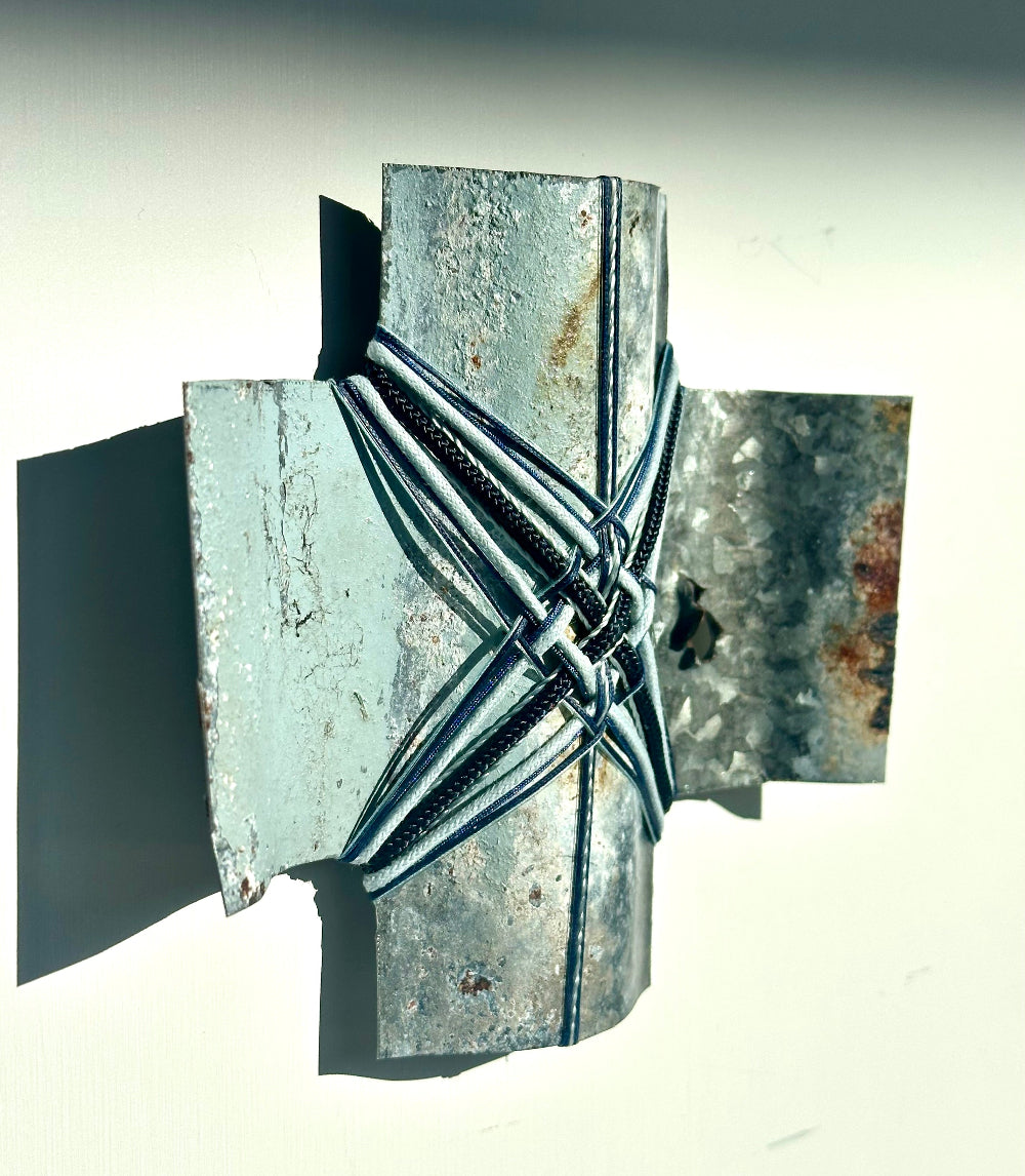 Gilly Sheffield | Turua Gallery | The Long Way Home | Blue Sky Dreaming Series | Corrugated Iron | Sculpture