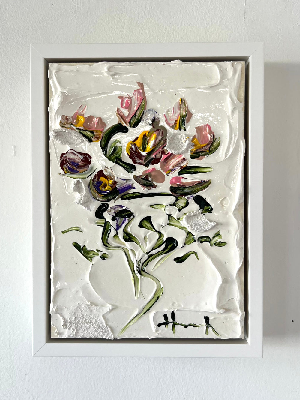 The Lovely Bouquet, acrylic and medium on board, framed painting, Hannah Jane 