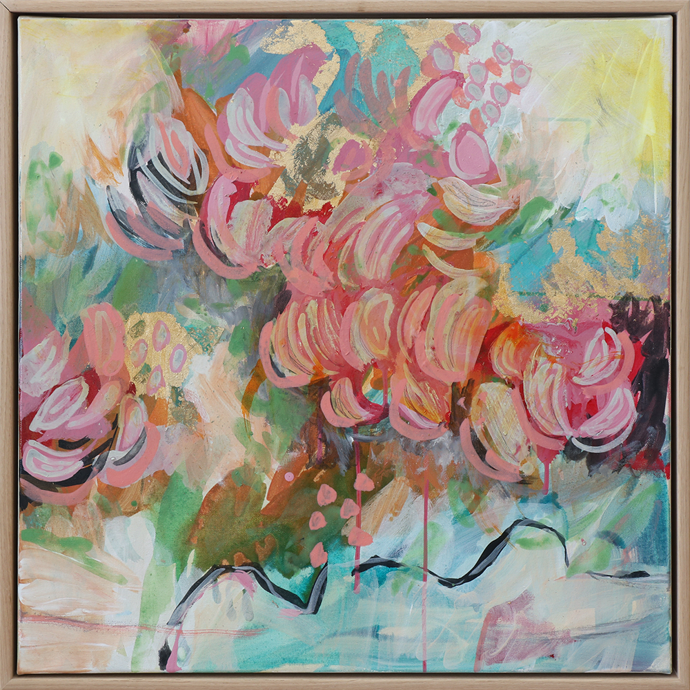 Fresh Vintage JOdy Hope Gibbons, mixed media painting Hip Hip Hooray Exhibition