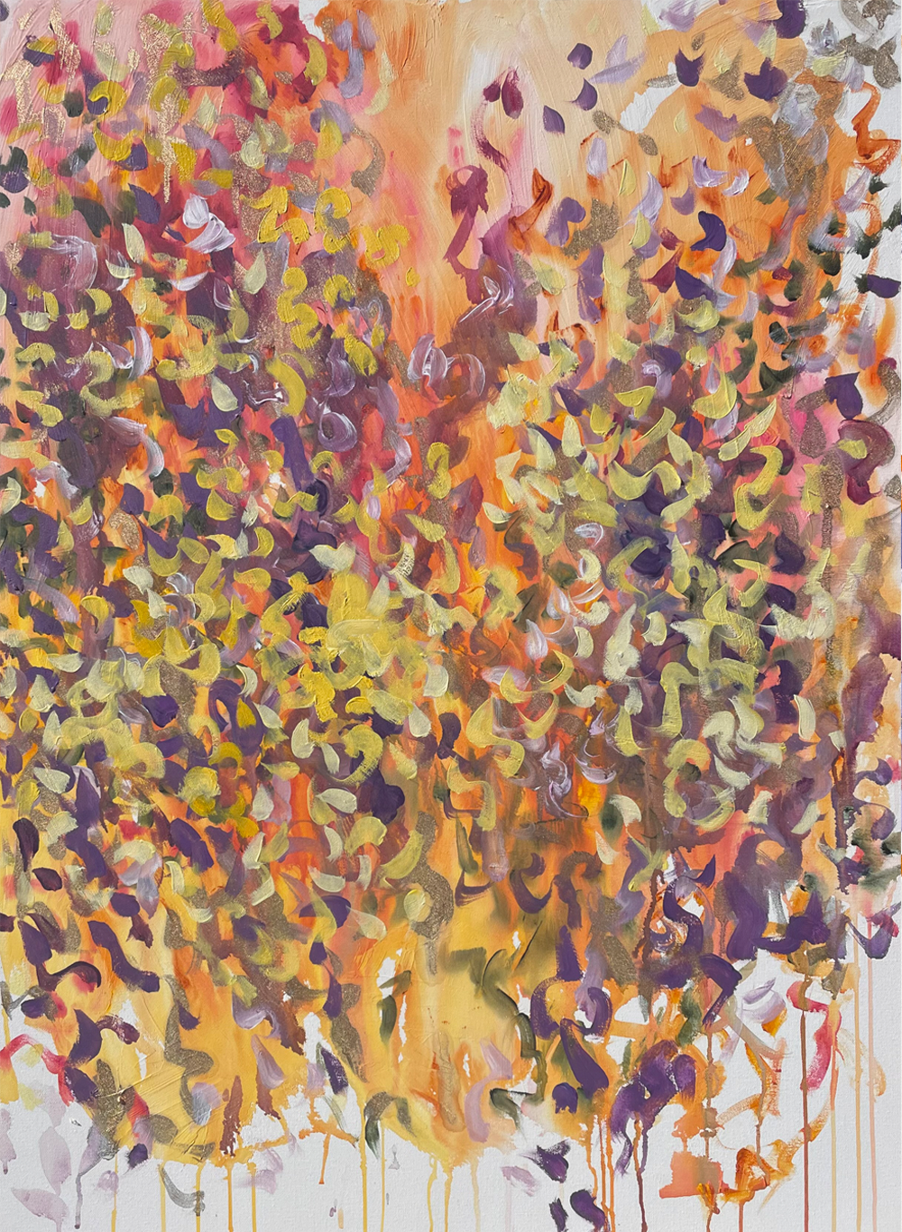 Tan trench, yellow scarf (might best be described as askew) Abbey Lyman Oil and acrylic on canvas painting