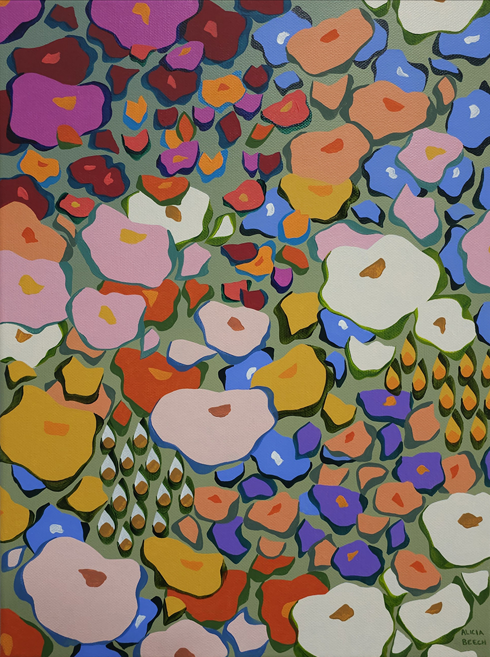 Dahlia Original acrylic painting Finding Eden exhibition Alicia Beech