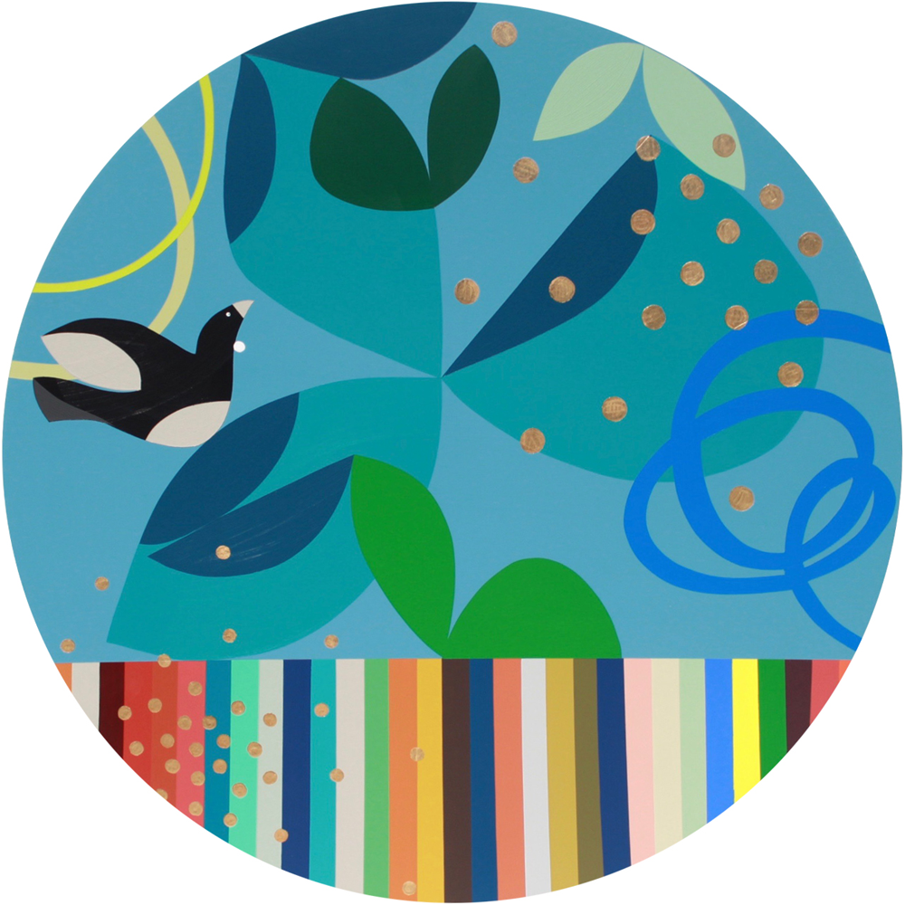 Blue Sky Tui painting Annie Smits Sandano