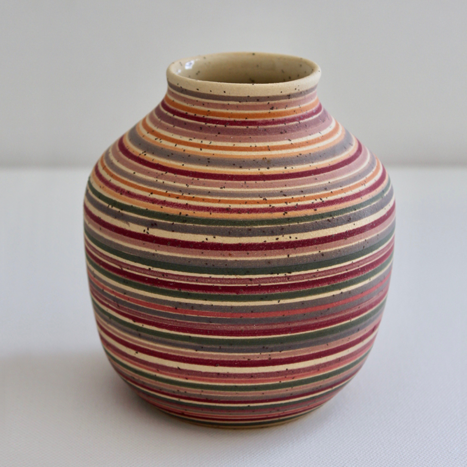 Annie Smits Sandano | Ceramics | Striped Pink Vase 