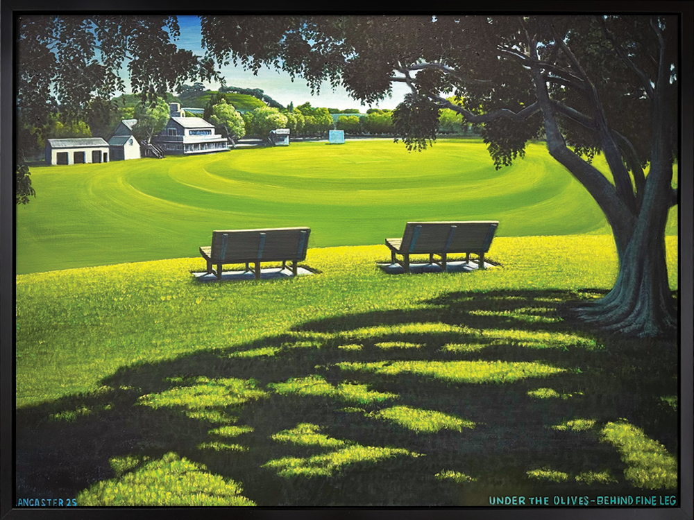 Under The Olives- Behind Fine Leg, Josh Lancaster Acrylic on canvas painting 2025