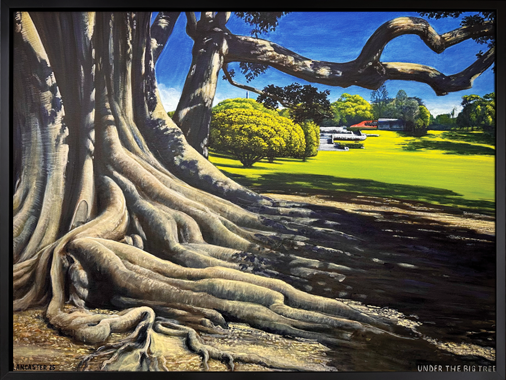 UNDER THE BIG TREE, 2025, Josh Lancaster acrylic on canvas painting 