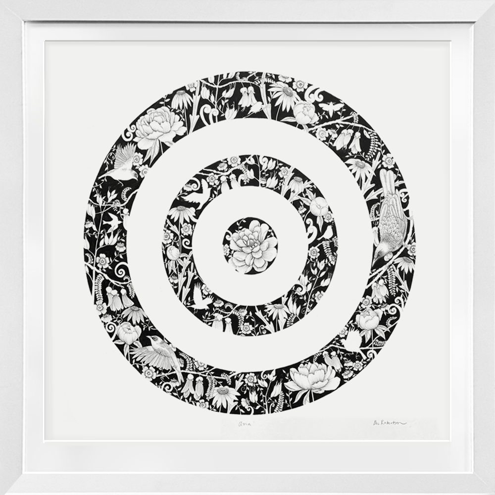 Bec Robertson | Aria | Ink on illustration board, framed | Painting | Shift into Neutral Exhibition | Turua Gallery 