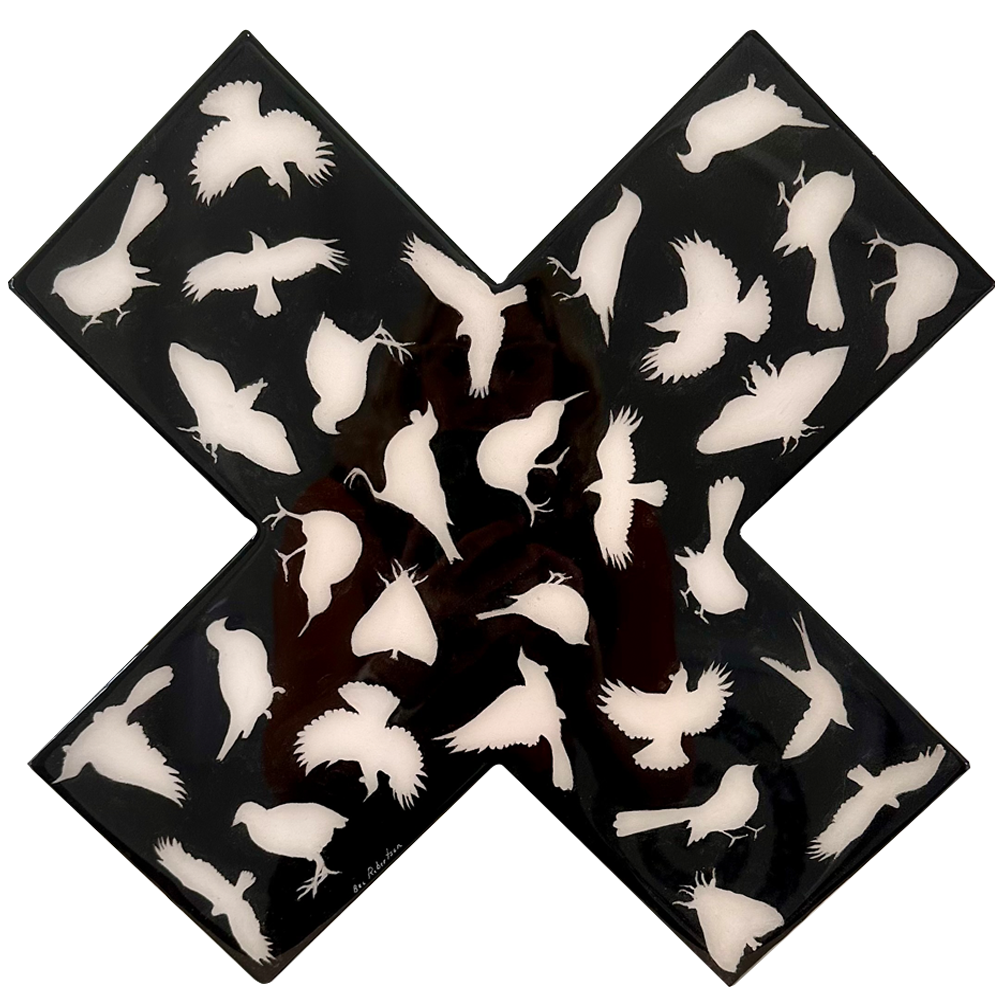 Crossing Wings I Bec Robertson Ink Acrylic and resin on board Shift Into Neutral exhibition