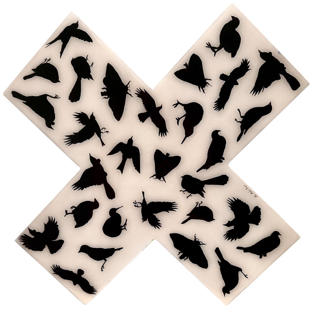 Crossing Wings 2 acrylic and resin on board Bec Robertson. Shift Into Neutral Exhibition