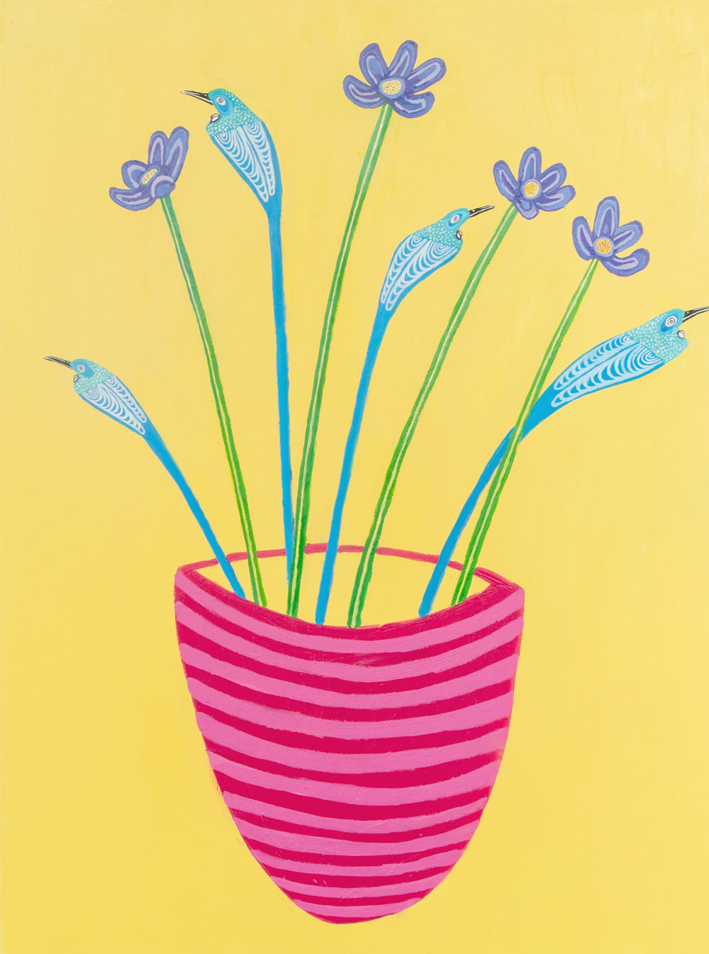 Use The Pink Vase That Has The Stripes  |  Sam Leitch | Painting | Bloom Exhibition 