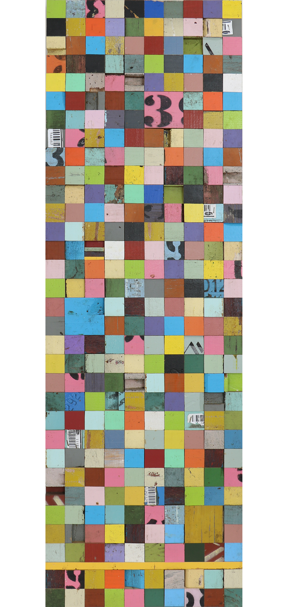 Mixed Bag recycled beehives on plywood sculpture by Claudia Aalderink