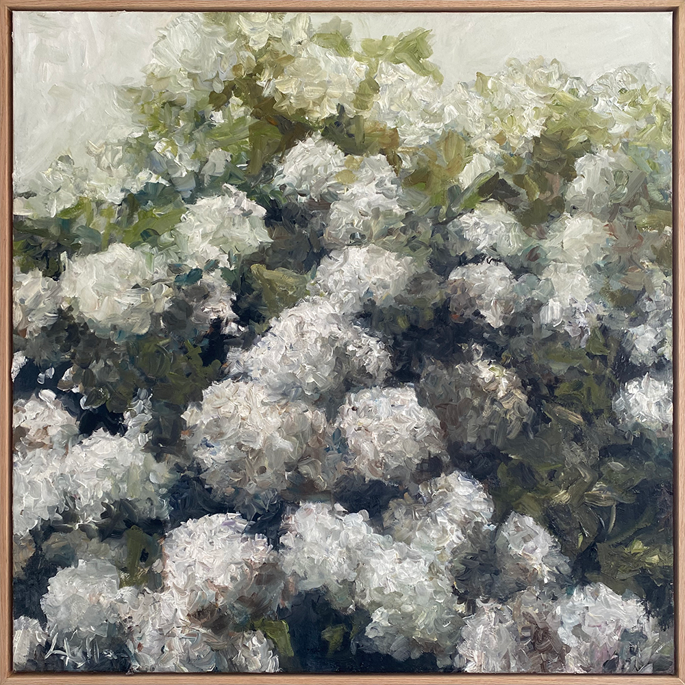 Last Blooms. Dean Wallace. Oil painting. Floral. Hydrangeas