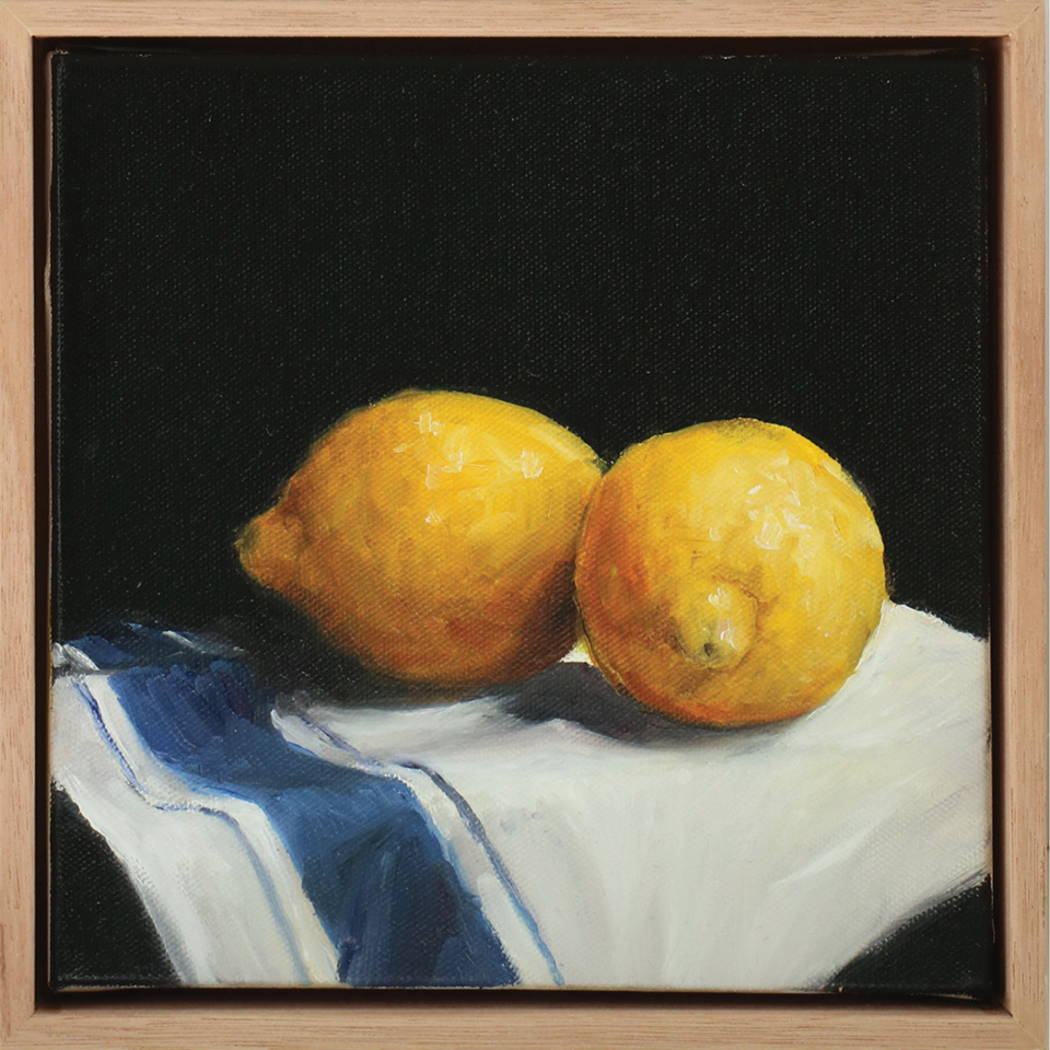 Lemons on Cloth I oil painting Dean Wallace