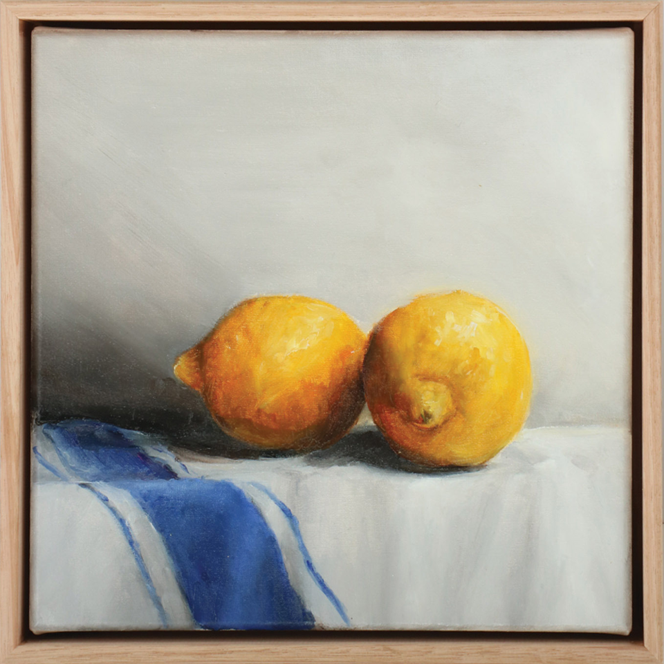 Lemons on Cloth II oil painting Dean Wallace