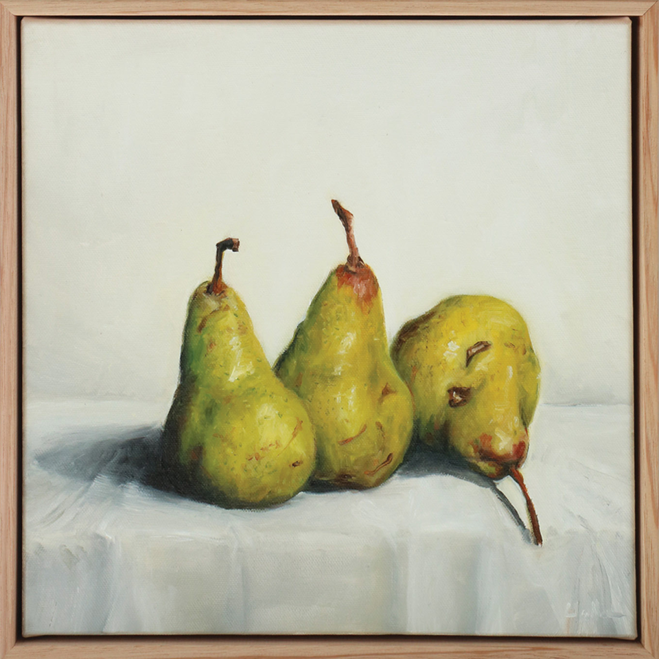 Pears on Cloth II oil painting Dean Wallace
