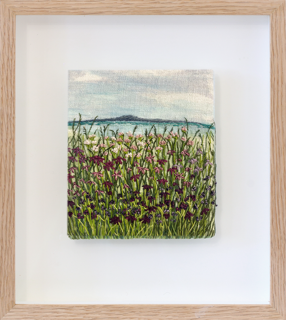 Summer Walk VI Sara Langdon Stitched landscape on linen original