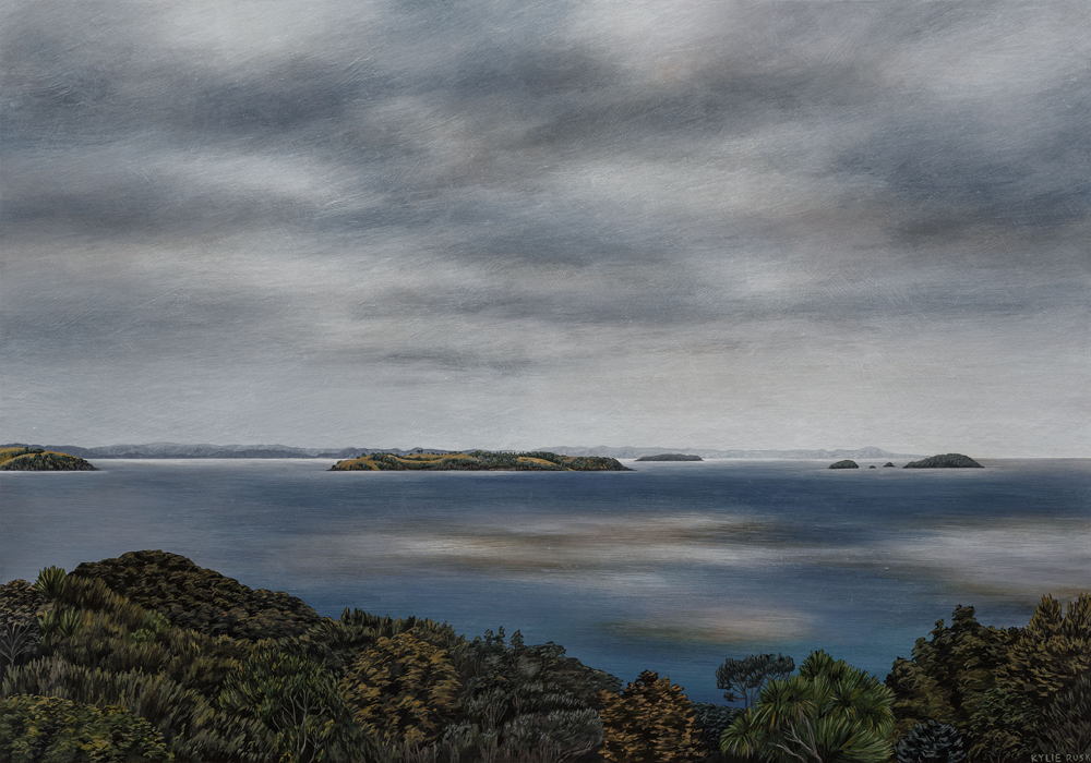 Looking Towards Rakino Island | Painting | Kylie Rusk | Elements Exhibition