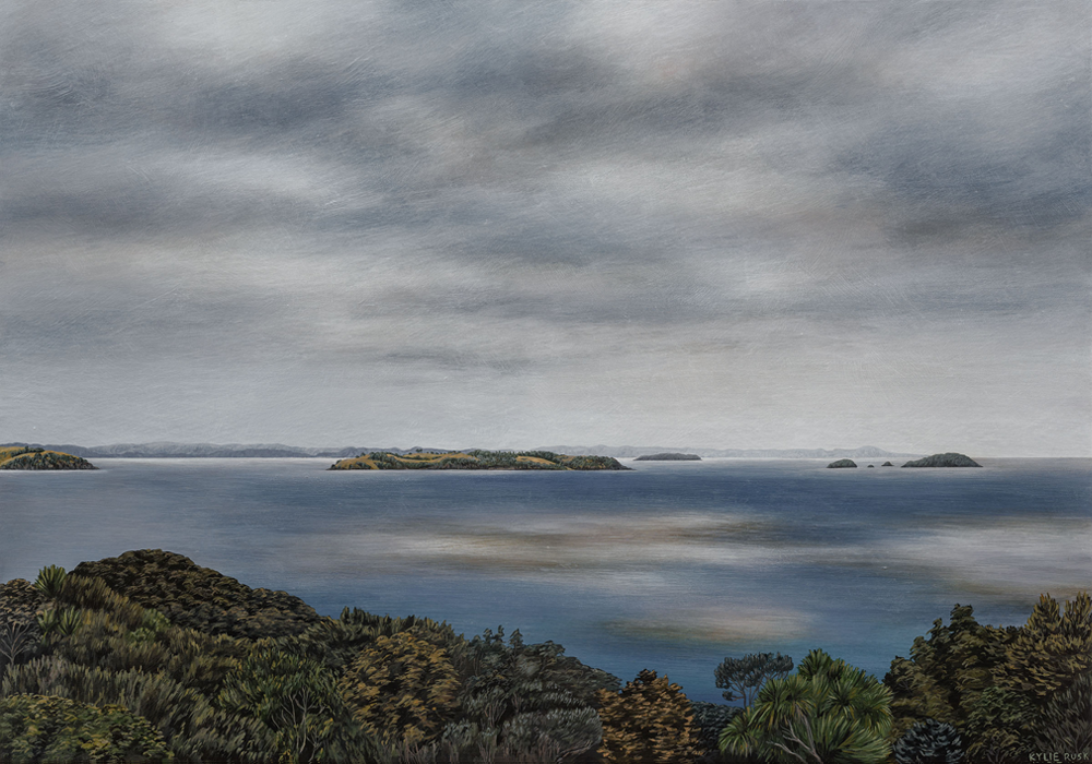 Looking Towards Rakino Island | Painting | Kylie Rusk | Elements Exhibition