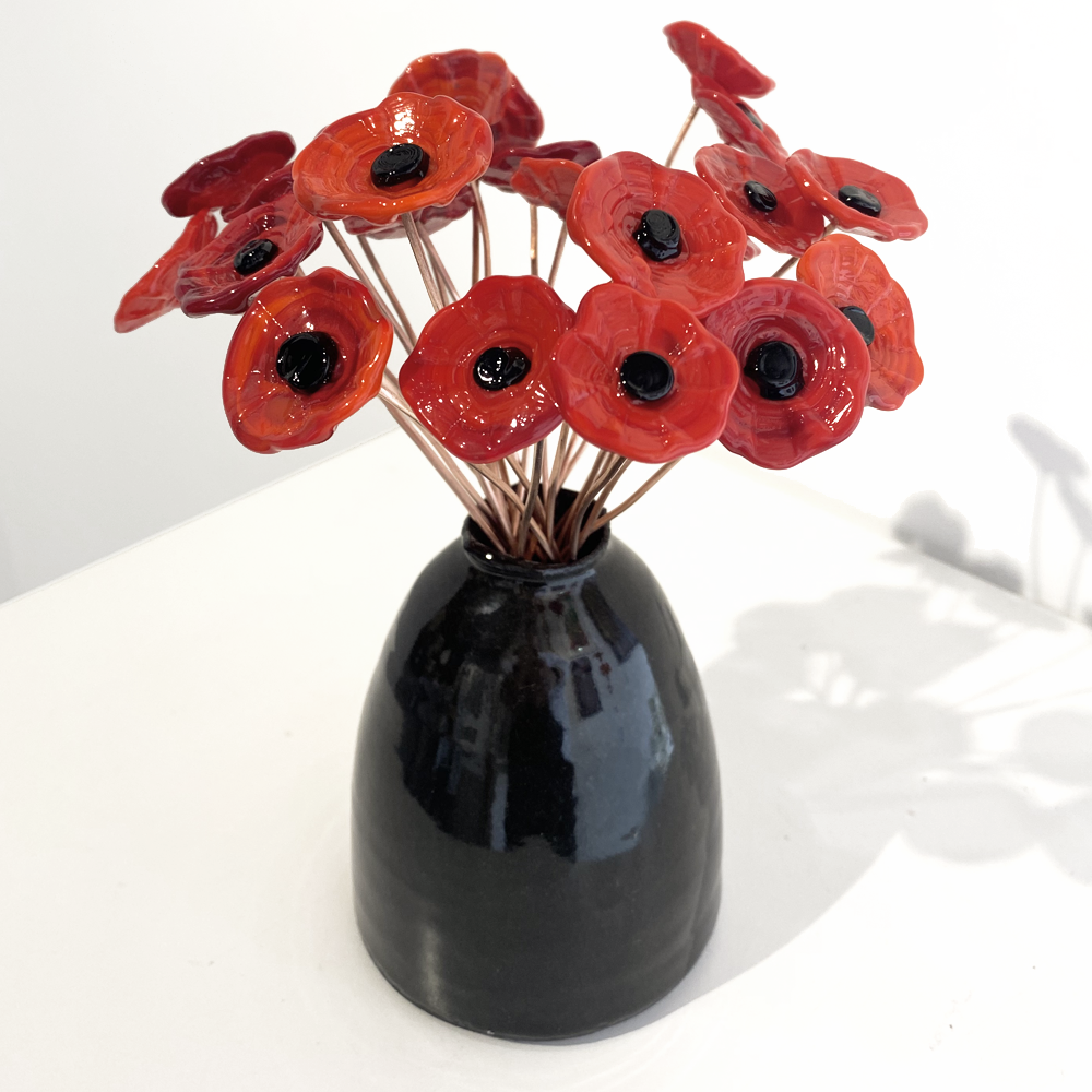 Murano Glass Anzac Poppies Frances Hanson glass artist