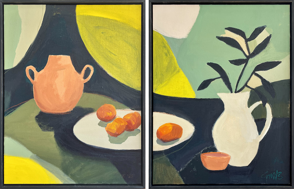 Theater Still Life 1 and 2 Diptych paintings Georgina Hoby Scutt