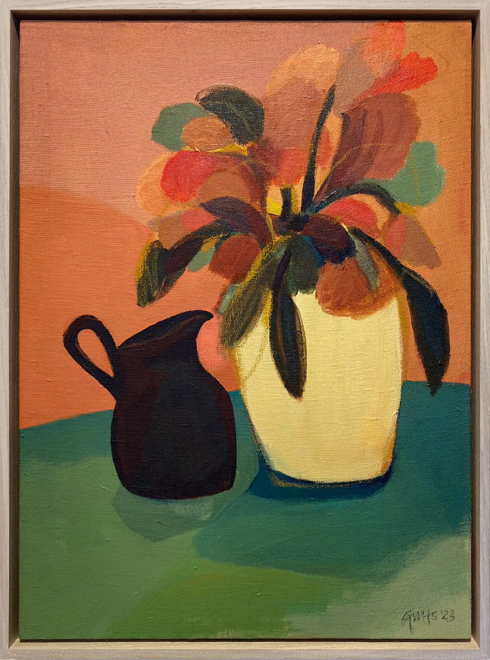 Rose Rouge original acrylic painting on canvas, framed by Georgina Hoby Scutt