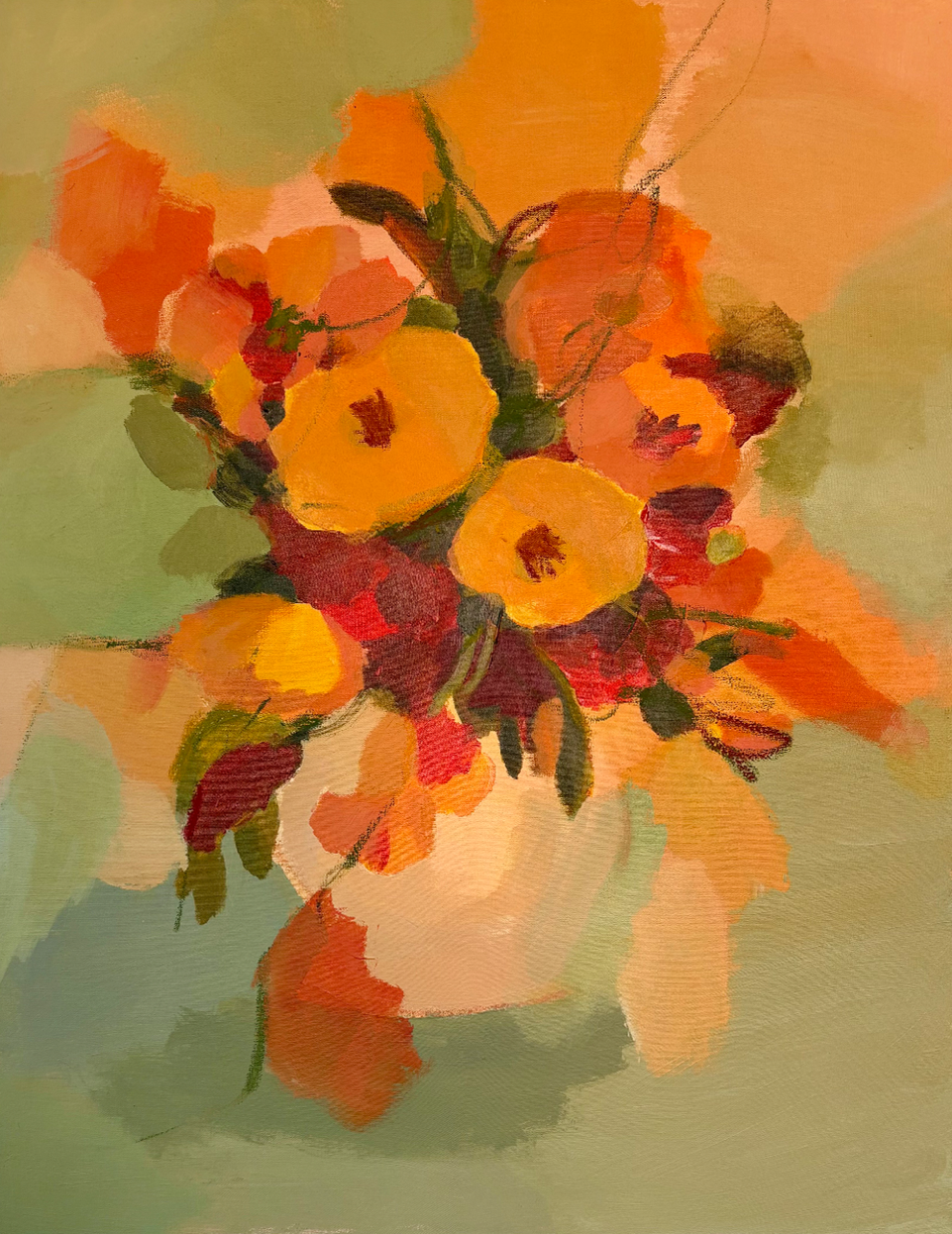 Take Flight Floral Acrylic and Oil Pastel Painting Georgina Hoby Scutt