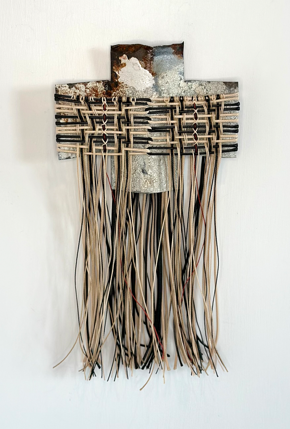 Aotearoa - Heritage Cloak Corrugated iron woven wall sculpture Gilly Sheffield Shift into Neutral exhibition