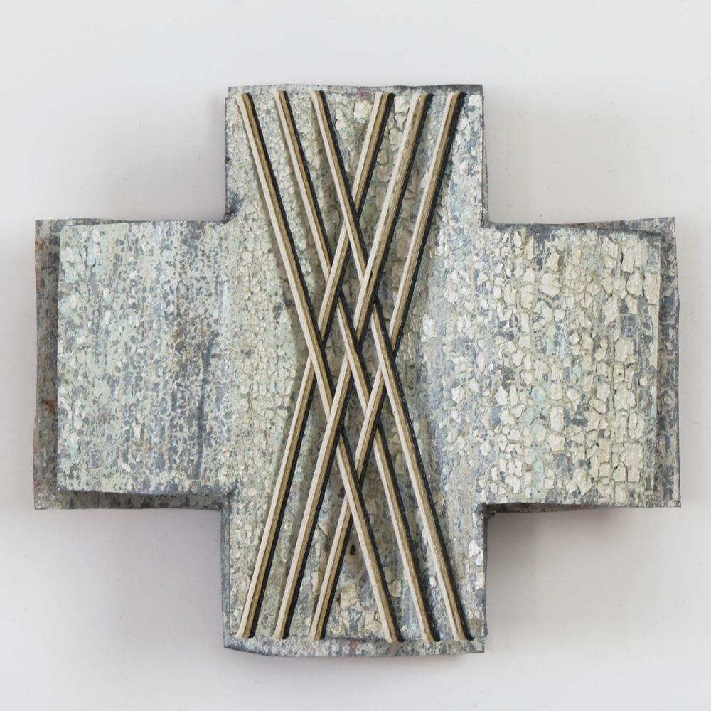 Kia Kaha (Double) Rescued corrugated iron sculpture Gilly Sheffield