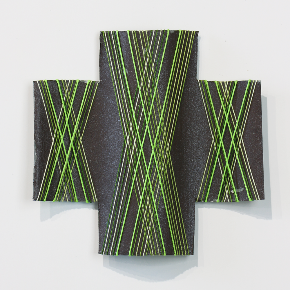 Spring Season series Sculpture corrugated iron and thread by Gilly Sheffield