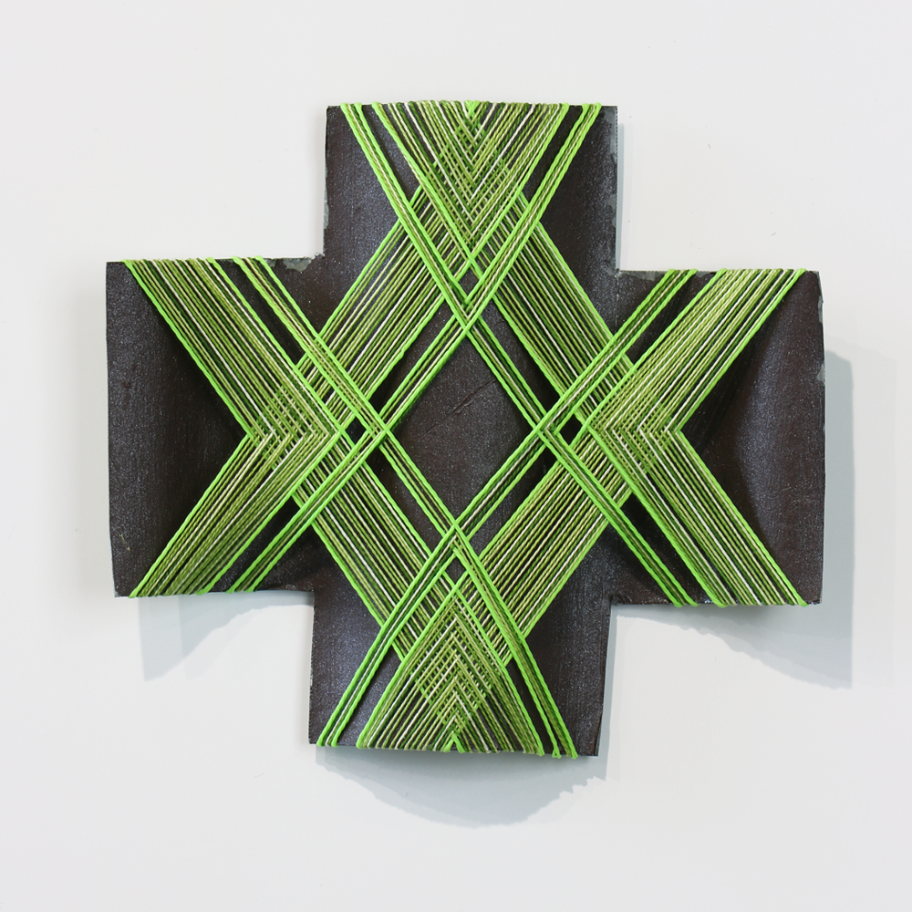 Spring 6 Season series Sculpture corrugated iron and thread by Gilly Sheffield