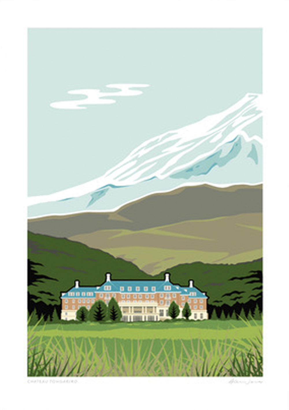 Glenn Jones Chateau Tongariro Fine Art Print 