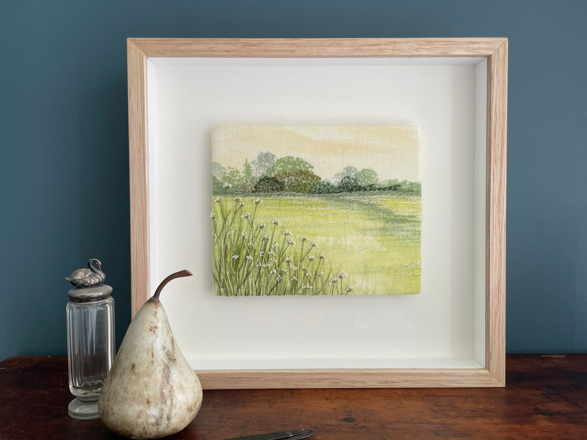 Green Meadows. Stitched landscape. Sara Langdon
