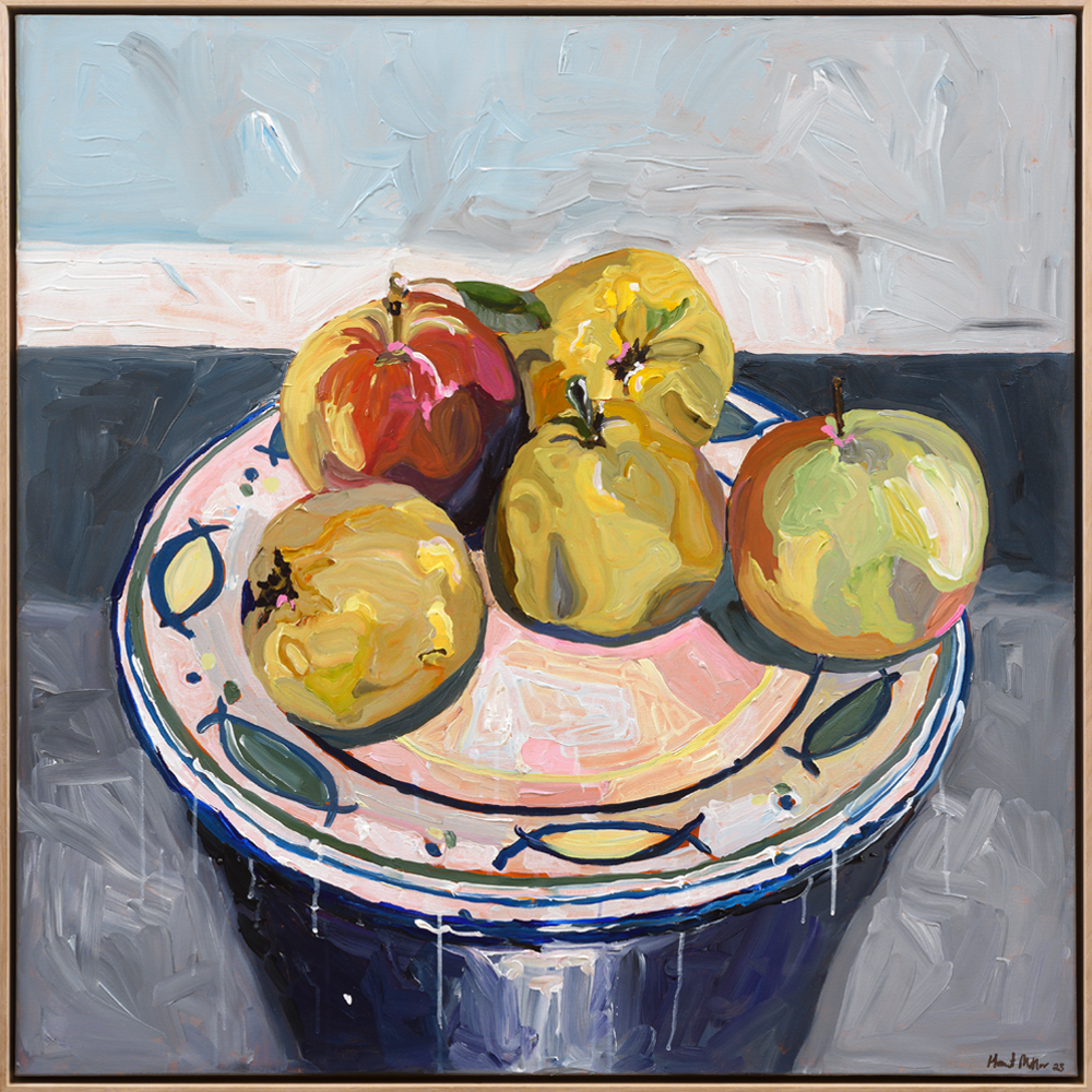 Apple & Quince Still Life acrylic painting by Harriet Millar