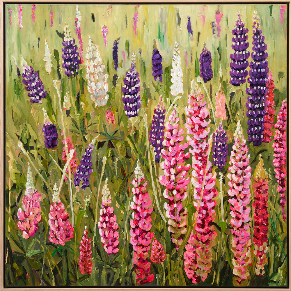 Field of Lupins acrylic painting by Harriet Millar