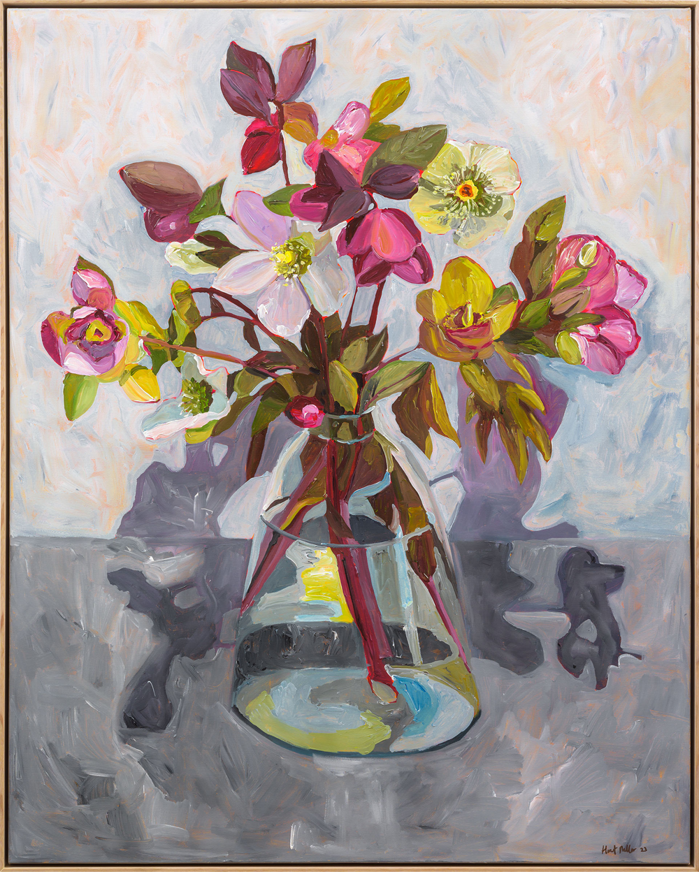 Hellebores acrylic painting by Harriet Millar