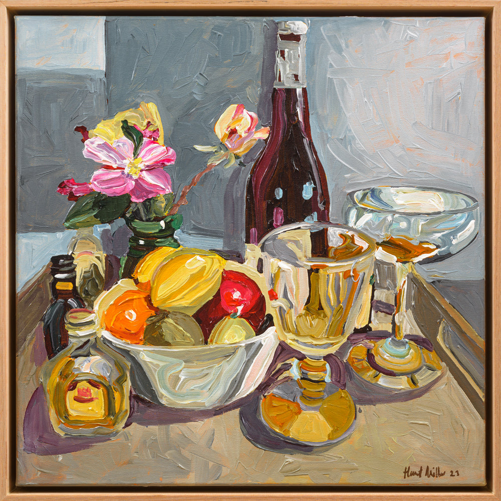 Still Life Red Wine acrylic painting Harriet Millar